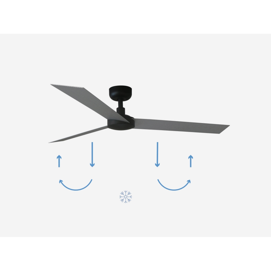 FARO 34286 - Laeventilaator CRUISER L must d. 132 cm + kaugjuhtimispult