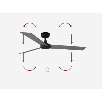 FARO 34286 - Laeventilaator CRUISER L must d. 132 cm + kaugjuhtimispult