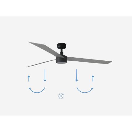 FARO 34287-1TW - LED Hämardatav laeventilaator CRUISER XL LED/18W/230V 2700/4000/6500K d. 160 cm must/hall + kaugjuhtimispult