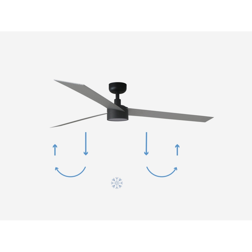 FARO 34287-1TW - LED Hämardatav laeventilaator CRUISER XL LED/18W/230V 2700/4000/6500K d. 160 cm must/hall + kaugjuhtimispult