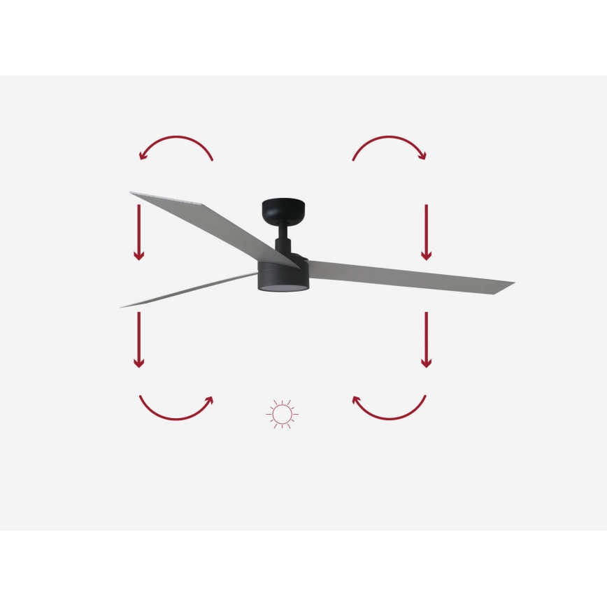 FARO 34287-1TW - LED Hämardatav laeventilaator CRUISER XL LED/18W/230V 2700/4000/6500K d. 160 cm must/hall + kaugjuhtimispult