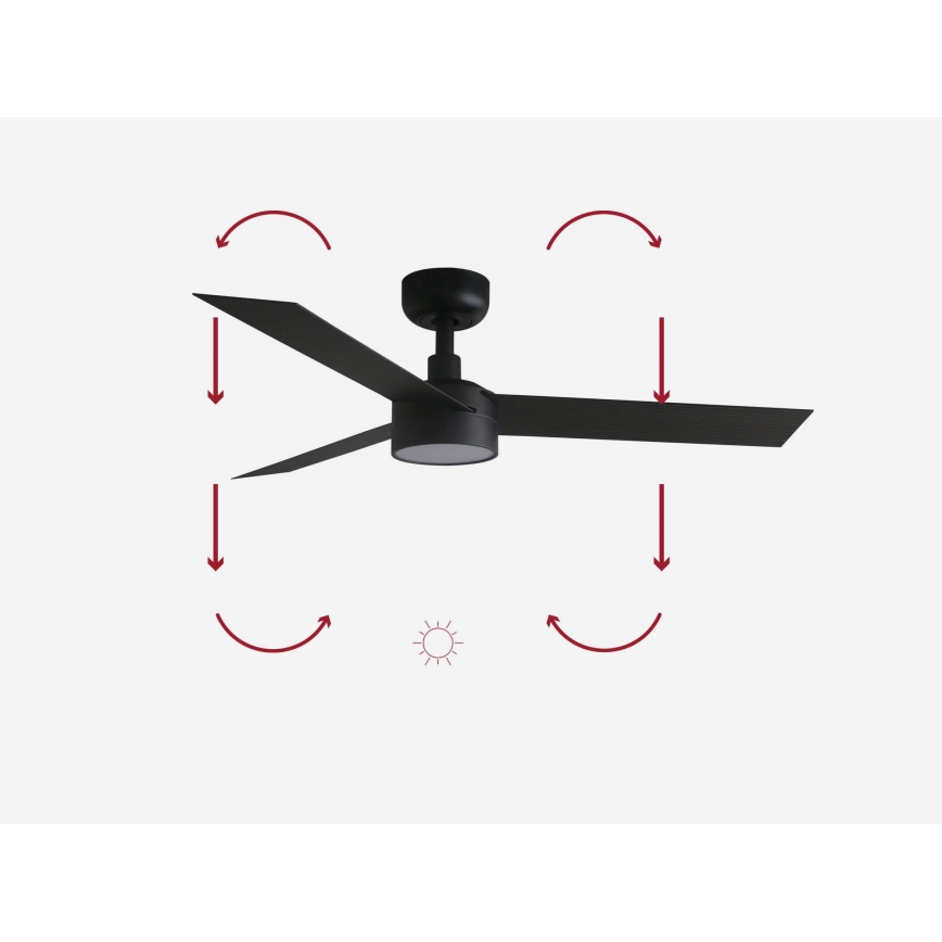FARO 34289-1TW - LED Hämardatav laeventilaator CRUISER S LED/18W/230V 2700/4000/6500K d. 106 cm must + kaugjuhtimispult