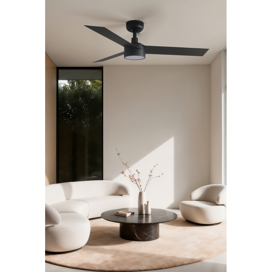 FARO 34289WT1S - LED-hämardatav laeventilaator CRUISER S LED / 18 W / 230 V / 2700/3000/4000 K / läbimõõt 106 cm, must, Tuya Wi-Fi + kaugjuhtimispult