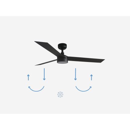FARO 34291-1TW - LED Hämardatav laeventilaator CRUISER LED/20W/230V 2700/4000/6500K d. 132 cm must + kaugjuhtimispult