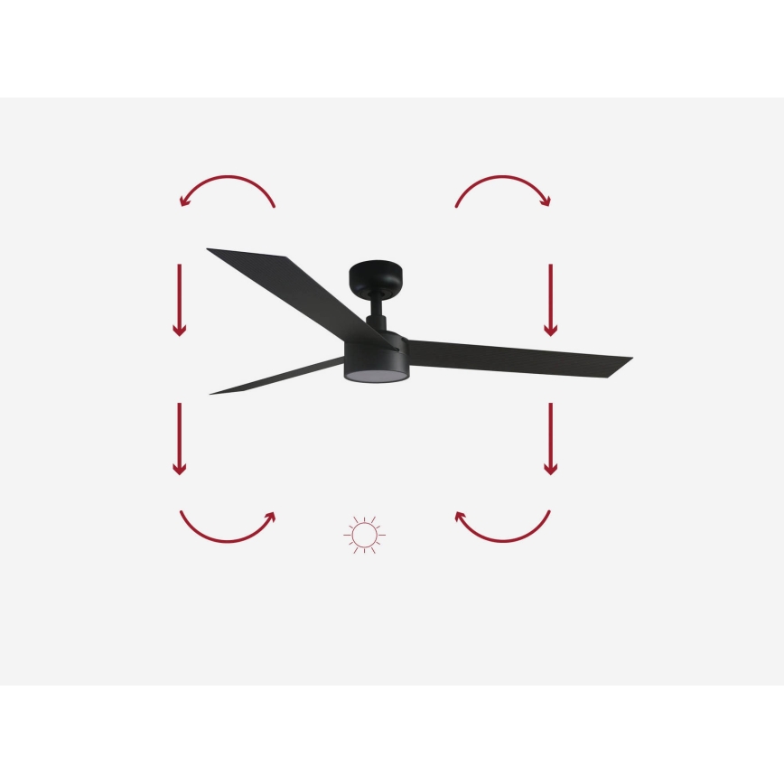 FARO 34291-1TW - LED Hämardatav laeventilaator CRUISER LED/20W/230V 2700/4000/6500K d. 132 cm must + kaugjuhtimispult