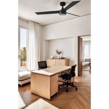 FARO 34291WT1S - LED hämardatav laeventilaator CRUISER L LED/18W/230V 2700/3000/4000K läbimõõt 132 cm must Wi-Fi Tuya + kaugjuhtimispult