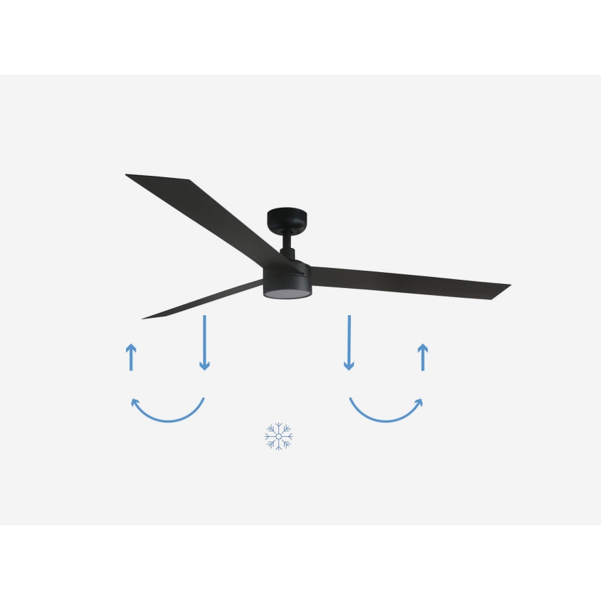 FARO 34293-1TW - LED Hämardatav laeventilaator CRUISER XL LED/18W/230V 2700/4000/6500K d. 160 cm must + kaugjuhtimispult