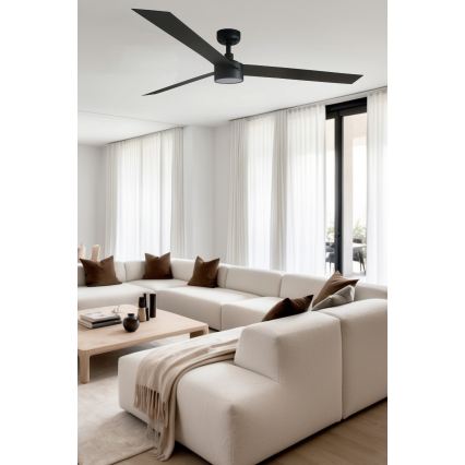 FARO 34293WT1S - CRUISER XL LED hämardatav laeventilaator LED/18W/230V 2700/3000/4000K läbimõõt 160 cm must Wi‑Fi Tuya + kaugjuhtimispult