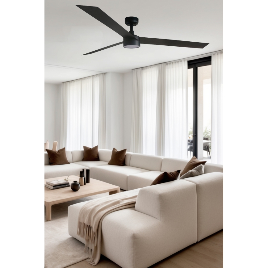 FARO 34293WT1S - CRUISER XL LED hämardatav laeventilaator LED/18W/230V 2700/3000/4000K läbimõõt 160 cm must Wi‑Fi Tuya + kaugjuhtimispult