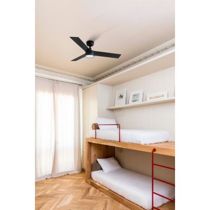 FARO 34296-1TW - LED-hämardatav laeventilaator RUDDER S LED/18W/230V 2700/3000/4000K läbimõõt 106 cm must + kaugjuhtimispult
