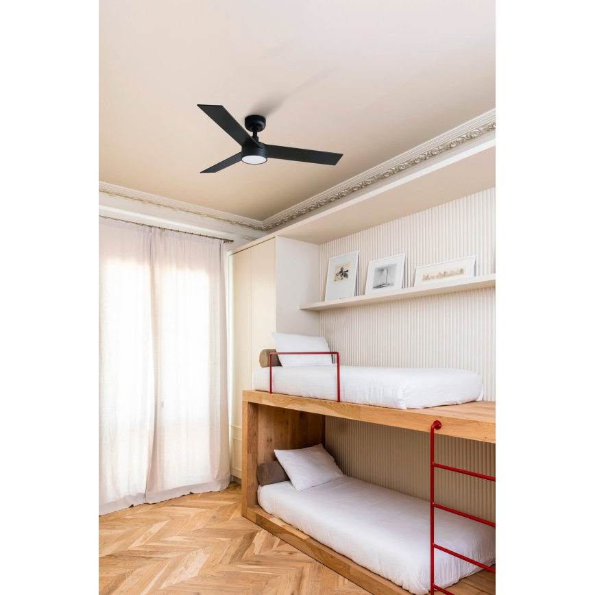 FARO 34296-1TW - LED-hämardatav laeventilaator RUDDER S LED/18W/230V 2700/3000/4000K läbimõõt 106 cm must + kaugjuhtimispult