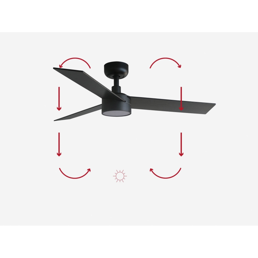 FARO 34296-1TW - LED Hämardatav laeventilaator RUDDER S LED/18W/230V 2700/4000/6500K d. 106 cm must + kaugjuhtimispult