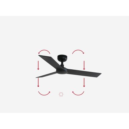 FARO 34296WP - Laeventilaator RUDDER S must d. 106 cm SMART + kaugjuhtimispult