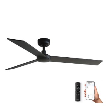 FARO 34298WP - Laeventilaator RUDDER L must d. 132 cm SMART + kaugjuhtimispult