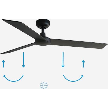 FARO 34298WP - Laeventilaator RUDDER L must d. 132 cm SMART + kaugjuhtimispult
