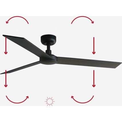 FARO 34298WP - Laeventilaator RUDDER L must d. 132 cm SMART + kaugjuhtimispult