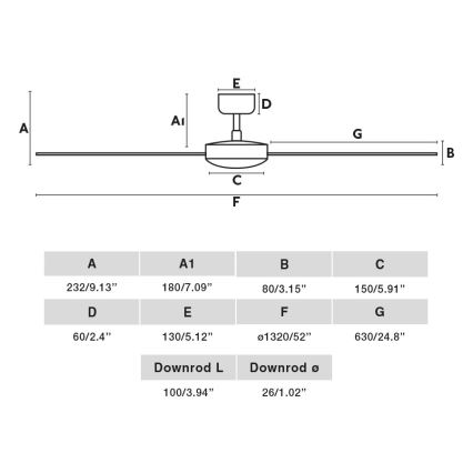 FARO 34298WP - Laeventilaator RUDDER L must d. 132 cm SMART + kaugjuhtimispult