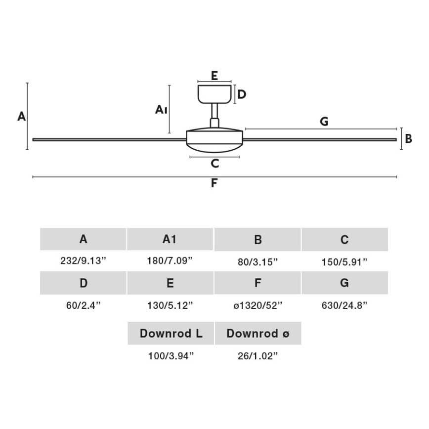 FARO 34298WP - Laeventilaator RUDDER L must d. 132 cm SMART + kaugjuhtimispult