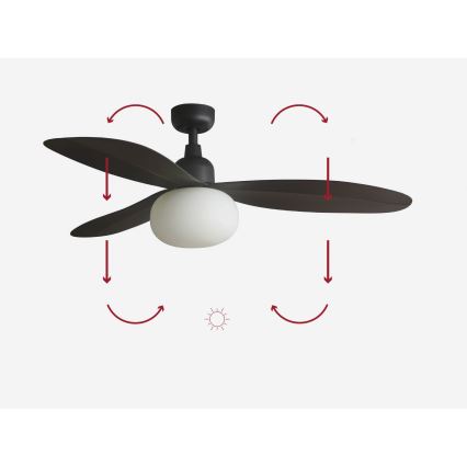 FARO 34301-11L - Laeventilaator PALMA 1xE27/15W/230V pruun d. 129 cm IP44 + kaugjuhtimispult