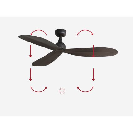FARO 34301 - Laeventilaator PALMA pruun d. 129 cm IP44 + kaugjuhtimispult