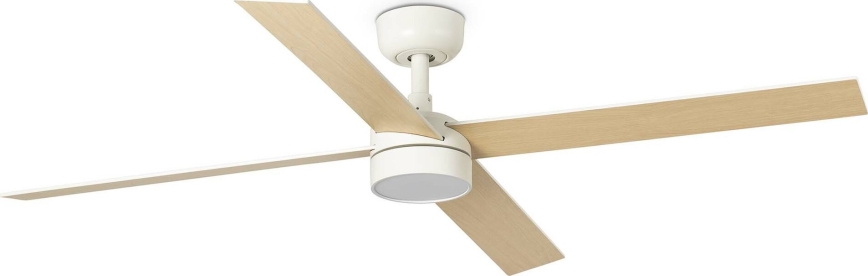 FARO 34355WT-1TW - LED Hämardatav laeventilaator RUDDER L LED/18W/230V 2700/4350/6000K valge/beež d. 132 cm Wi-Fi Tuya + kaugjuhtimispult