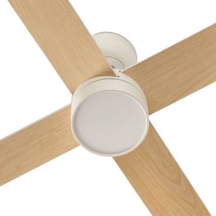 FARO 34355WT-1TW - LED-hämardatav laeventilaator RUDDER L LED/18W/230V 2700/3000/4000K valge/beež läbimõõt 132 cm Tuya Wi-Fi + kaugjuhtimispult