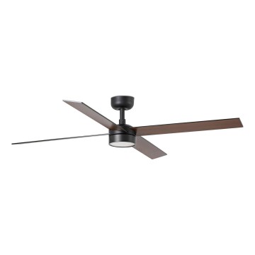 FARO 34356WT1S - hämardatav LED-laeventilaator RUDDER L LED/18W/230V 2700/3000/4000K läbimõõt 132 cm pruun/must Wi‑Fi Tuya + kaugjuhtimispult