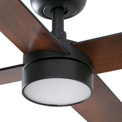 FARO 34356WT1S - hämardatav LED-laeventilaator RUDDER L LED/18W/230V 2700/3000/4000K läbimõõt 132 cm pruun/must Wi‑Fi Tuya + kaugjuhtimispult