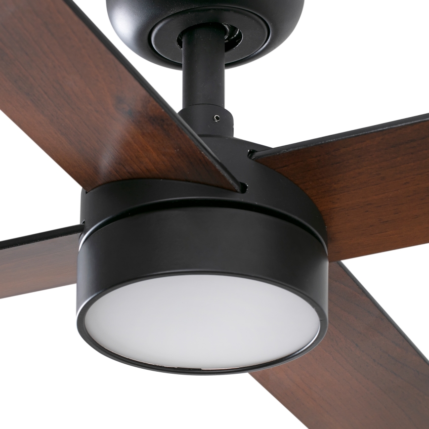 FARO 34356WT1S - hämardatav LED-laeventilaator RUDDER L LED/18W/230V 2700/3000/4000K läbimõõt 132 cm pruun/must Wi‑Fi Tuya + kaugjuhtimispult