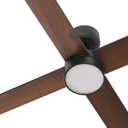 FARO 34356WT1S - hämardatav LED-laeventilaator RUDDER L LED/18W/230V 2700/3000/4000K läbimõõt 132 cm pruun/must Wi‑Fi Tuya + kaugjuhtimispult