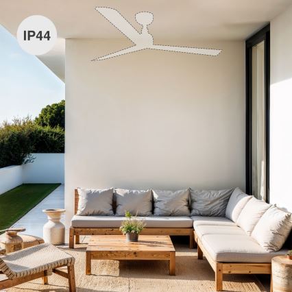 FARO 34360WT-11L - Laeventilaator OUTWOOD L 1xE27/15W/230V pruun/must d. 150 cm Wi-Fi Tuya IP44 + kaugjuhtimispult