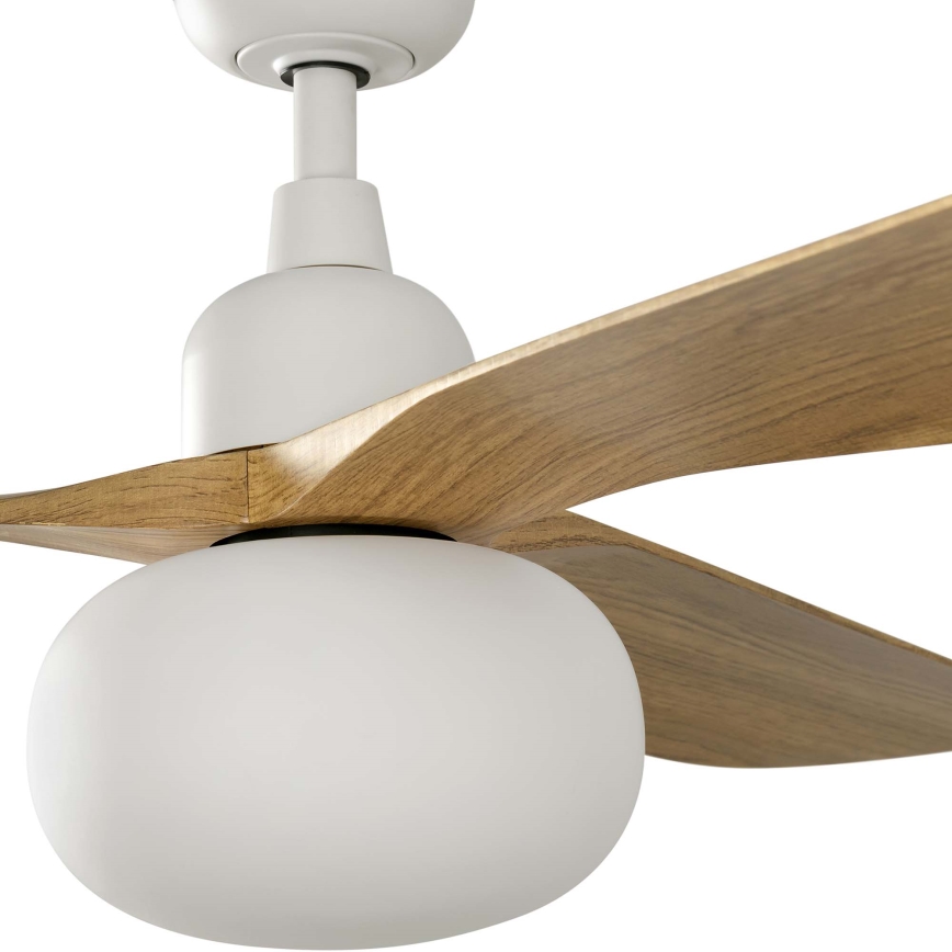FARO 34361WT-11L - Laeventilaator OUTWOOD L 1xE27/15W/230V pruun/valge d. 150 cm Wi-Fi Tuya IP44 + kaugjuhtimispult