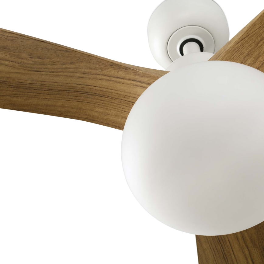 FARO 34361WT-11L - Laeventilaator OUTWOOD L 1xE27/15W/230V pruun/valge d. 150 cm Wi-Fi Tuya IP44 + kaugjuhtimispult