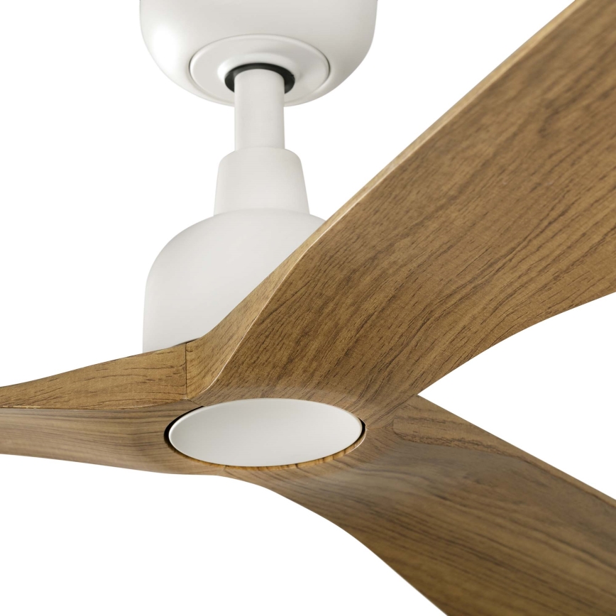 FARO 34361WT - Laeventilaator OUTWOOD L pruun/valge d. 150 cm Wi-Fi Tuya IP44 + kaugjuhtimispult