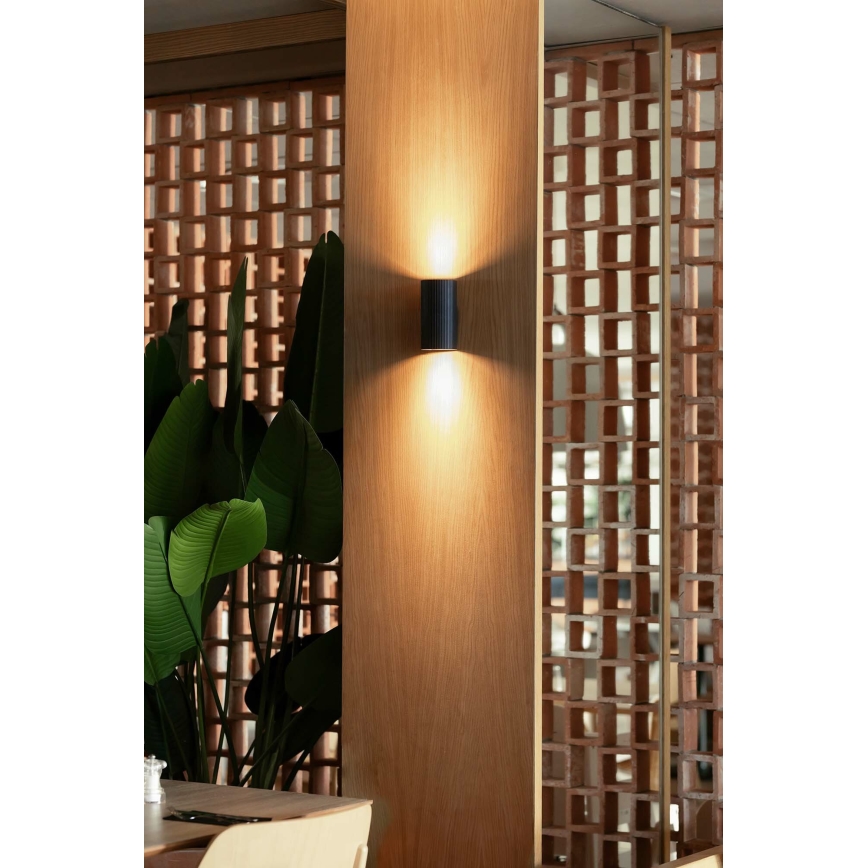 FARO 40543 - Seinavalgusti SOLE 2xGU10/8W/230V must laineline ümmargune