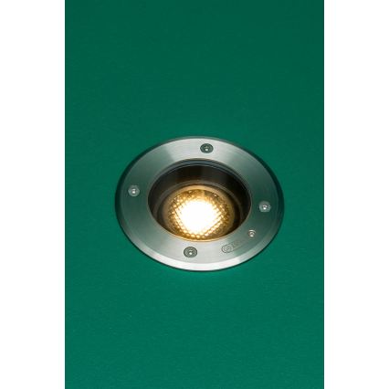 FARO 70310 - GEISER läbitav maapinnavalgusti välistingimustesse 1xGU10/8W/230V IK08 IP67, roostevabast terasest
