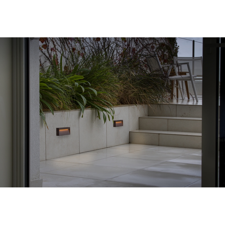 FARO 71968 - LED trepi valgusti DUNE LED/6W/230V 2200/2700/3200/4000K IP65 pruun ristkülik