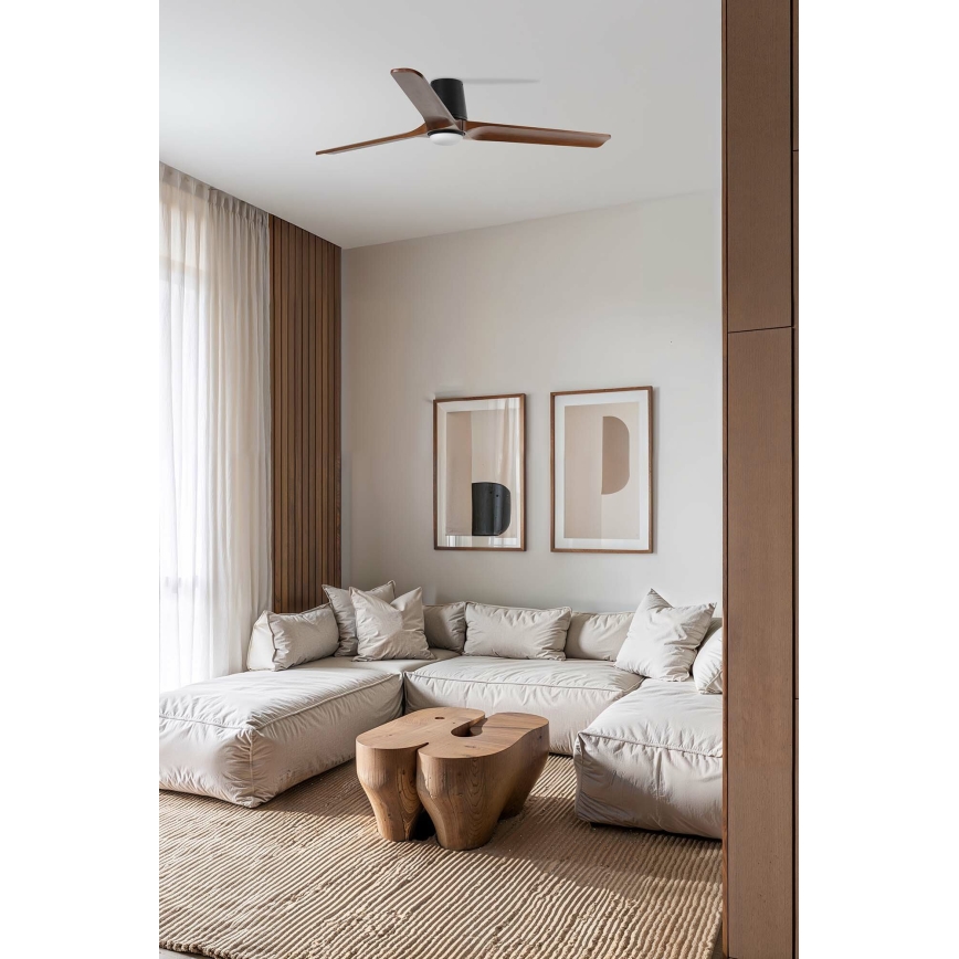 FARO 33839WT-1TW - LED Hämardatav laeventilaator HEYWOOD TUB L LED/10W/230V 2700/4000/6000K mänd/must d. 132 cm Wi-Fi Tuya + kaugjuhtimispult