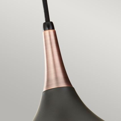 Feiss - Rippvalgusti kaabliga BESO 1xE27/60W/230V läbimõõt 25,4 cm must/vasetoon