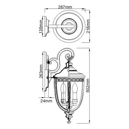 Feiss - Väli seinavalgusti ENGLISH BRIDLE 3xE14/60W/230V IP44