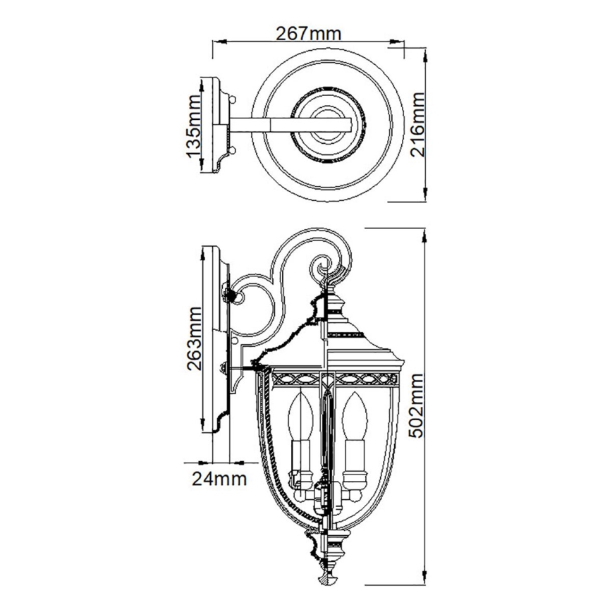 Feiss - Väli seinavalgusti ENGLISH BRIDLE 3xE14/60W/230V IP44