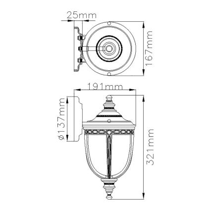Feiss - Väli seinavalgusti ENGLISH BRIDLE 1xE27/60W/230V IP44