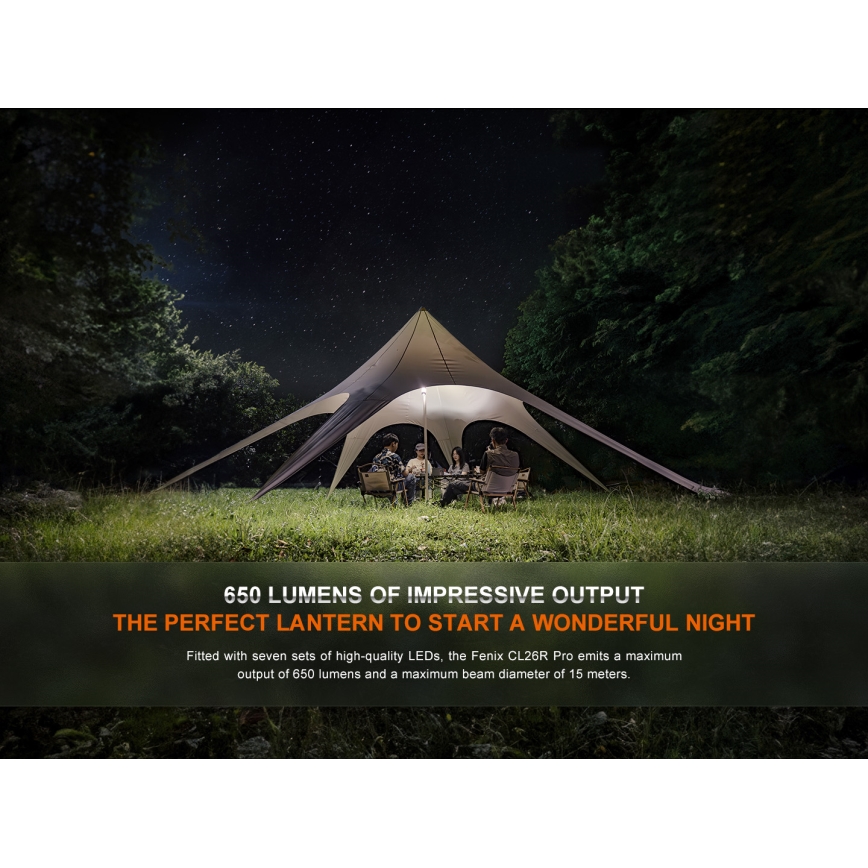 Fenix CL26RPROCAM - LED Hämardatav kaasaskantav laetav lamp LED/USB IP66 650 lm 408 h 5000 mAh hall