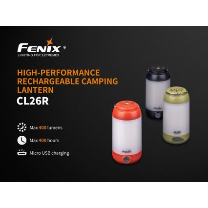 Fenix CL26RRED - LED Hämardatav kaasaskantav laetav lamp LED/USB/2xCR123A IP66 400 läikiv 400 h 2600 mAh oranž