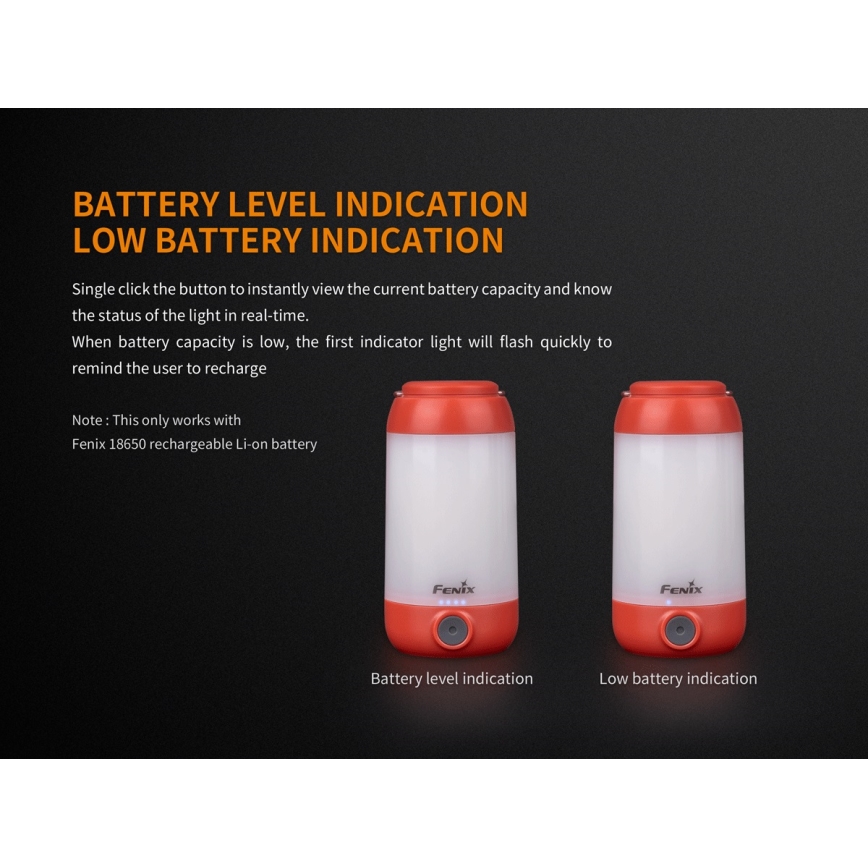 Fenix CL26RRED - LED Hämardatav kaasaskantav laetav lamp LED/USB/2xCR123A IP66 400 läikiv 400 h 2600 mAh oranž