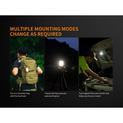 Fenix CL26RRED - LED Hämardatav kaasaskantav laetav lamp LED/USB/2xCR123A IP66 400 läikiv 400 h 2600 mAh oranž