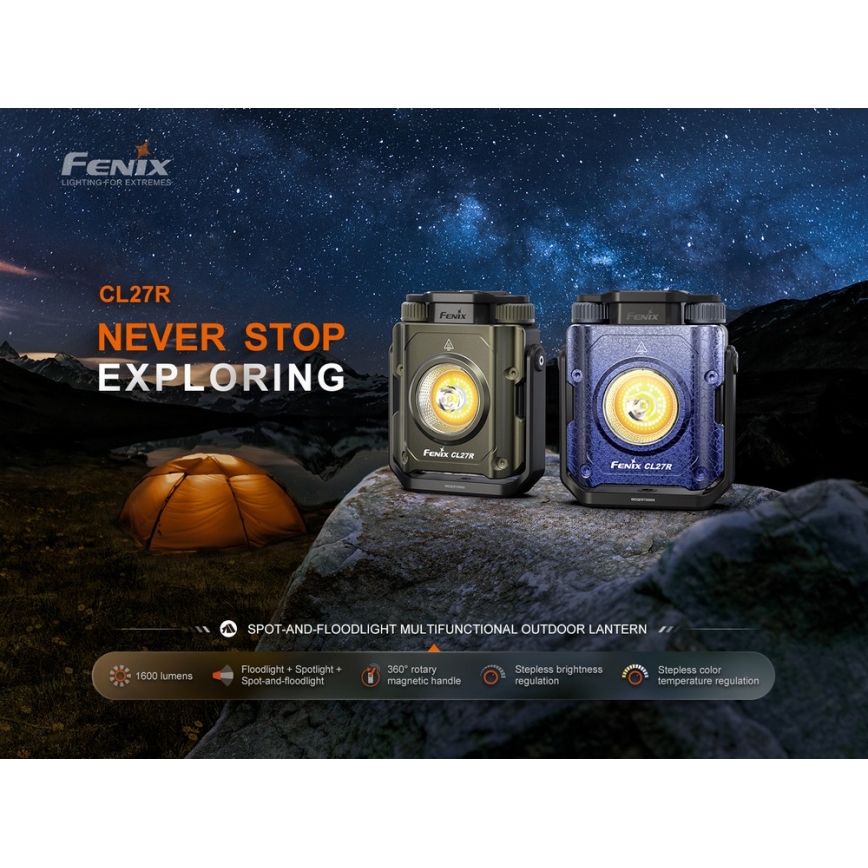 Fenix CL27RGRE - LED Hämardatav laetav valgusti LED/USB IP66 1600 lm 285 h