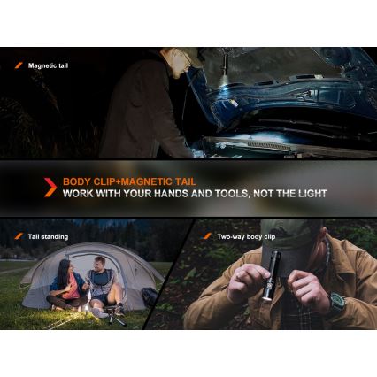 Fenix E28RV20 - LED Hämardatav laetav taskulamp LED/USB/2xCR123A IP68 1700 läikiv 260 h 3400 mAh