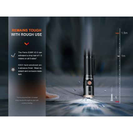 Fenix E28RV20 - LED Hämardatav laetav taskulamp LED/USB/2xCR123A IP68 1700 läikiv 260 h 3400 mAh