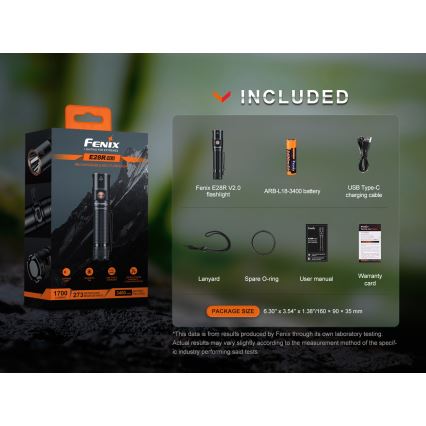 Fenix E28RV20 - LED Hämardatav laetav taskulamp LED/USB/2xCR123A IP68 1700 läikiv 260 h 3400 mAh